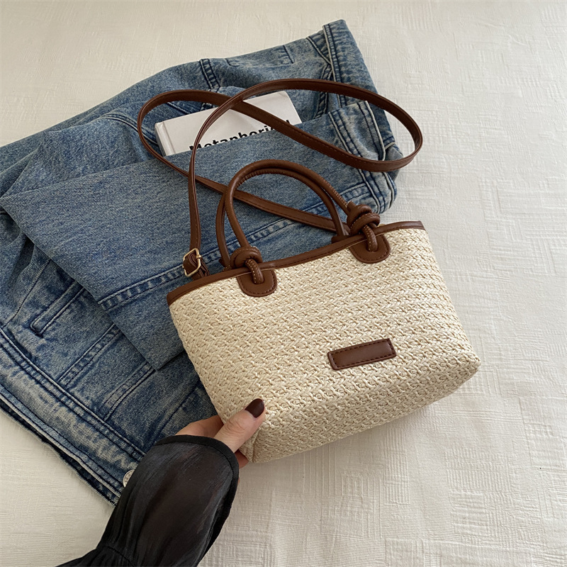 Free Delivery Designer Bag Rural Style Hand Held Straw Bucket For Women 2025 New Summer Light Niche High End Feeling Crossbody Woven Luxury Bag