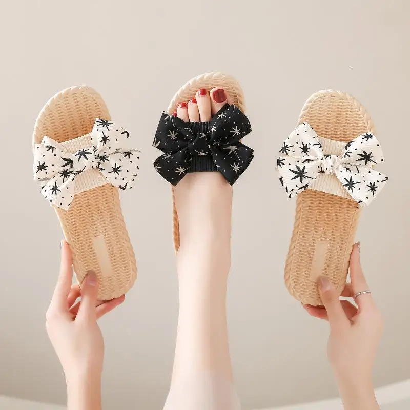Butterfly bow sandals womens summer outdoor fashion trend versatile flat bottomed beach shoes 250519