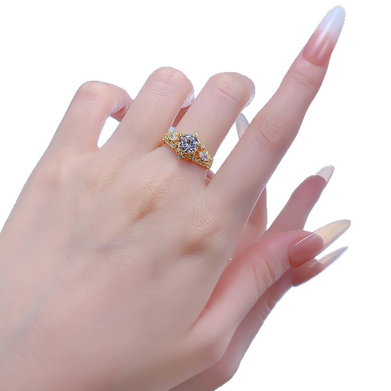 Elegant S925 Sterling Silver Oval Shape Cubic Zirconia Ring with Gold-Plated Detailing, Perfect for Engagements and Special Occasions.