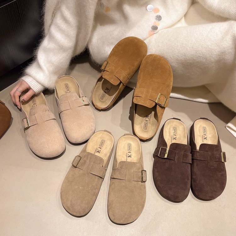 Free shipping Designer Women's Summer 2025 New thick-soled toe half-slipper for outerwear, fashionable and casual lazy anti-slip slipper
