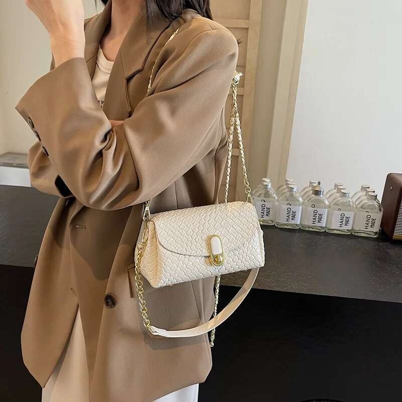 2025 New Women's High End Light Chain Woven Pillow Bag Fashionable Single Shoulder Crossbody Versatile Bag
