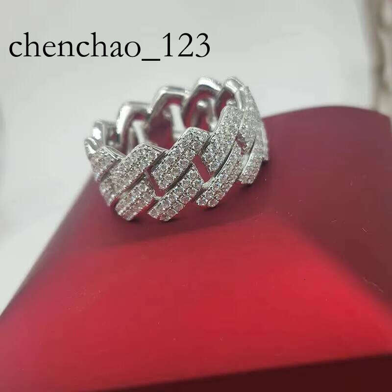 DHcollection RTS boutique S sier 2-row Hiphop chilled out pyroxene men's Cuban ring jewelry
