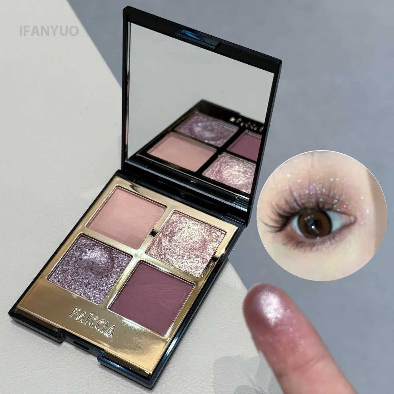 Four-color Eyeshadow Palette Low Saturation Earth Brown Rose Pearly Matte Glitter Eyeshadow Shiny Eye Shadow Lasting Eye Make UpXJ250520