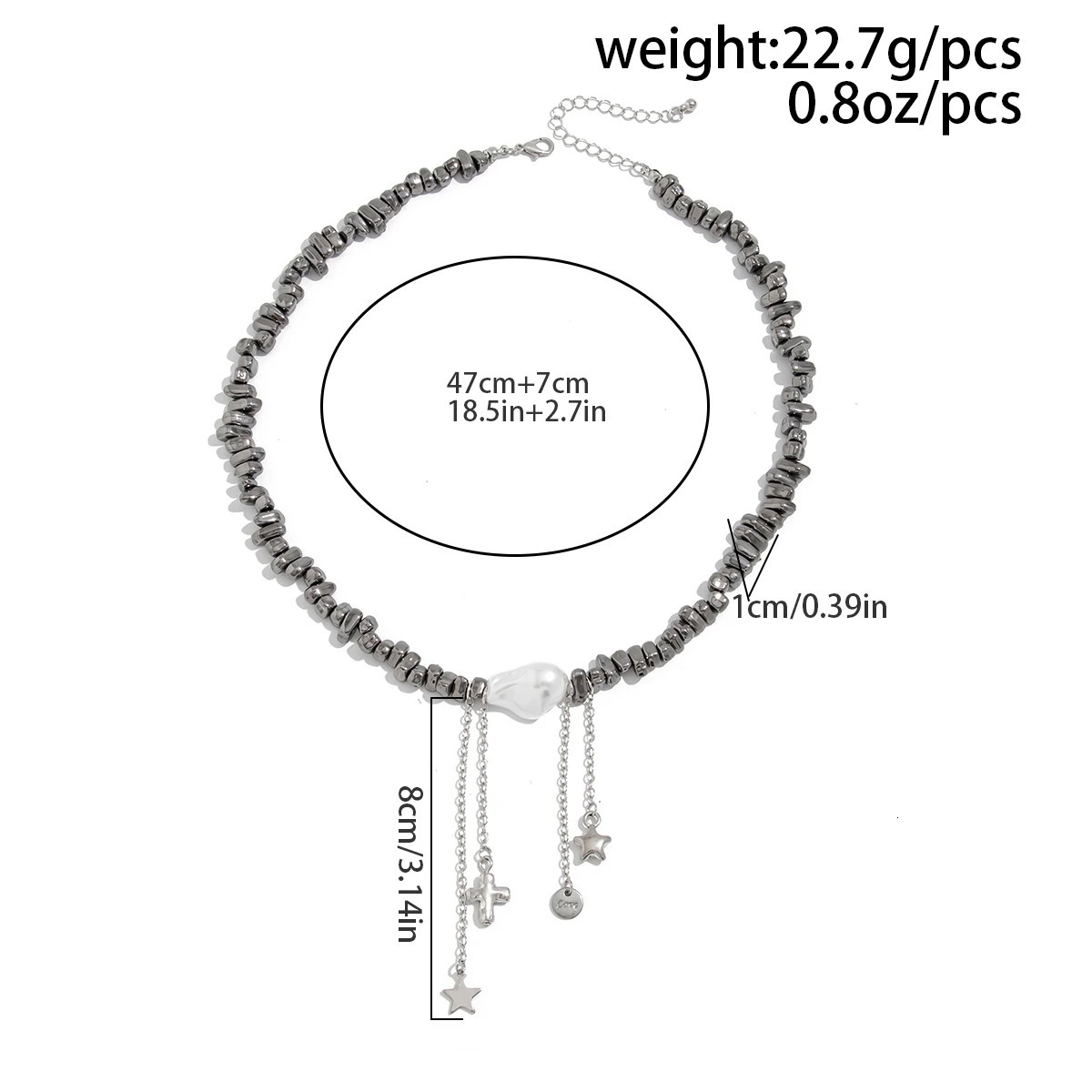 Ingemark Fashion Pearls CCB Beaded Necklace Women Hip Hop Punk Five-pointed Star Pendant Necklace Steampunk Jewelry 250520