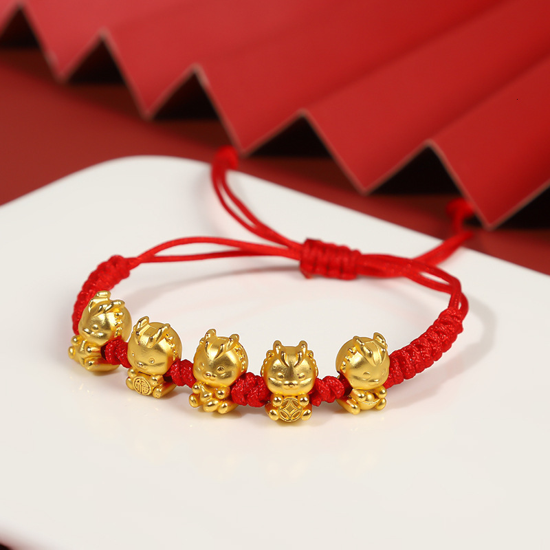 The Lucky Birthday Handmade Tortoise Handrope Year of the Loong Temple Little Red Rope Bracelet Female Handstring