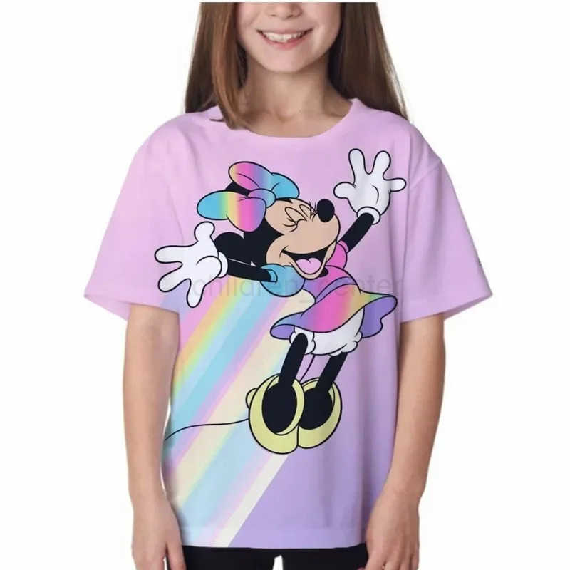 2024 Summer New Disney Mickey Mouse 3d Print T-Shirt Children Cute Kid Cartoon T-shirt Boys Girls Clothing Unisex Short Sleeves W250520