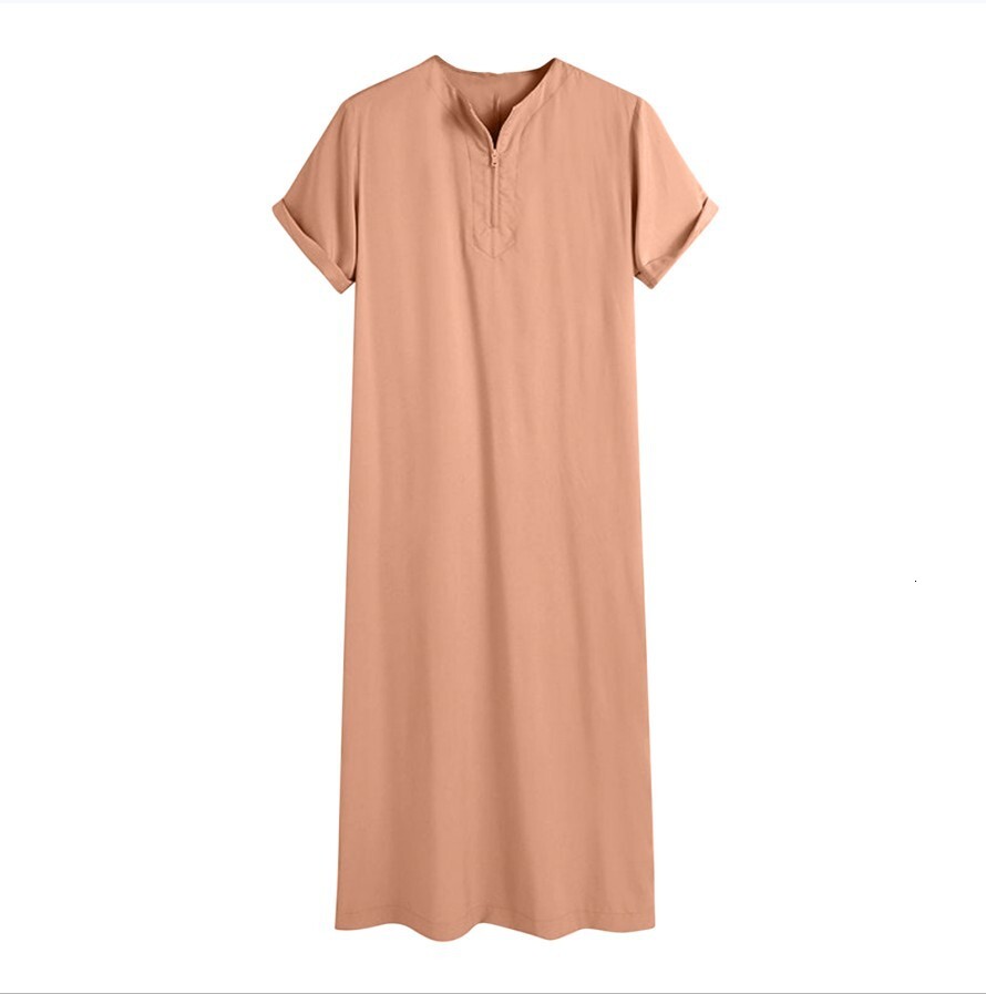 Designer Clothing 2025 New Dubai Malaysia Men's Shirt Zipper Muslim Robe Fashion Versatile Casual Wear