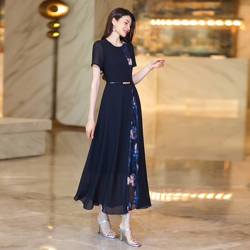 elegant sophisticated dresses with a highend feel summer shortsleeved highwaisted printed maxi onepiece dresses for women floorlength