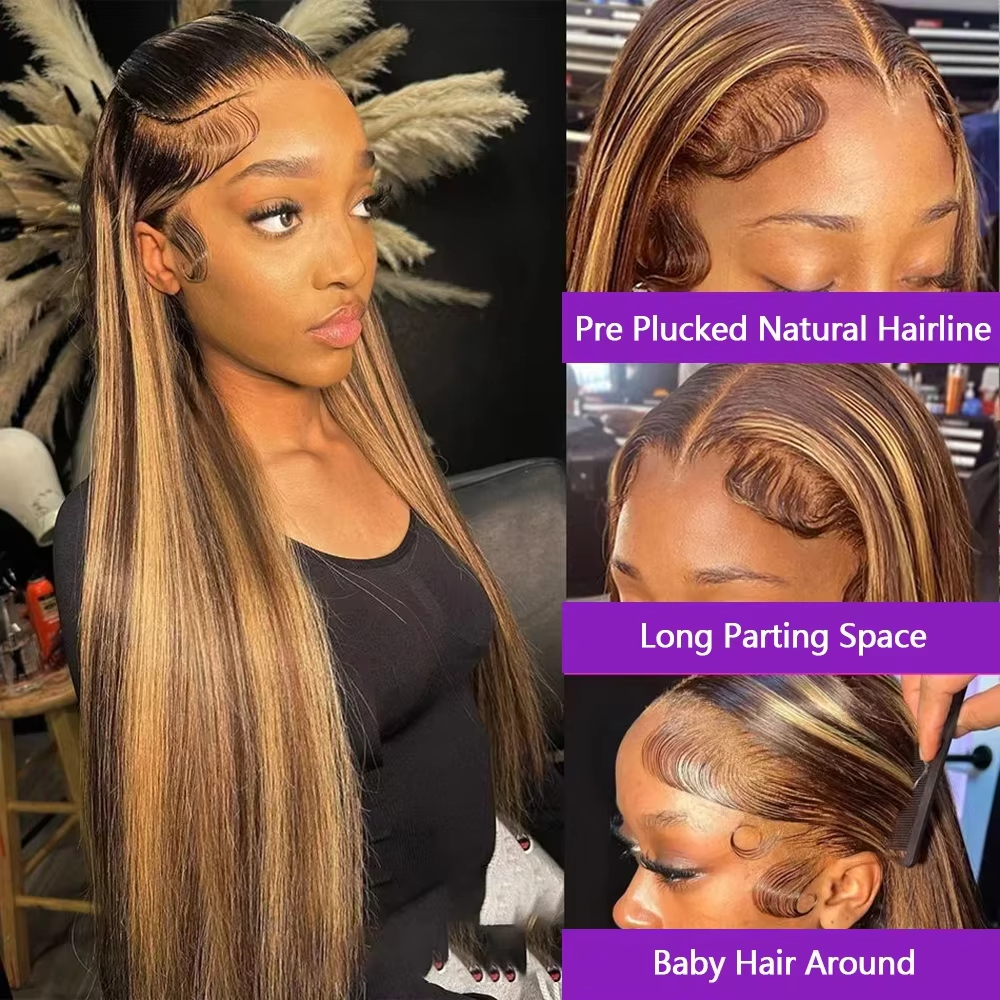 200Density Hd Lace Frontal Wig Piano Blonde 613 13x4 Straight Lace Front Wigs Look Like Human Hair For Black Women Long Synthetic Wig Preplucked Front