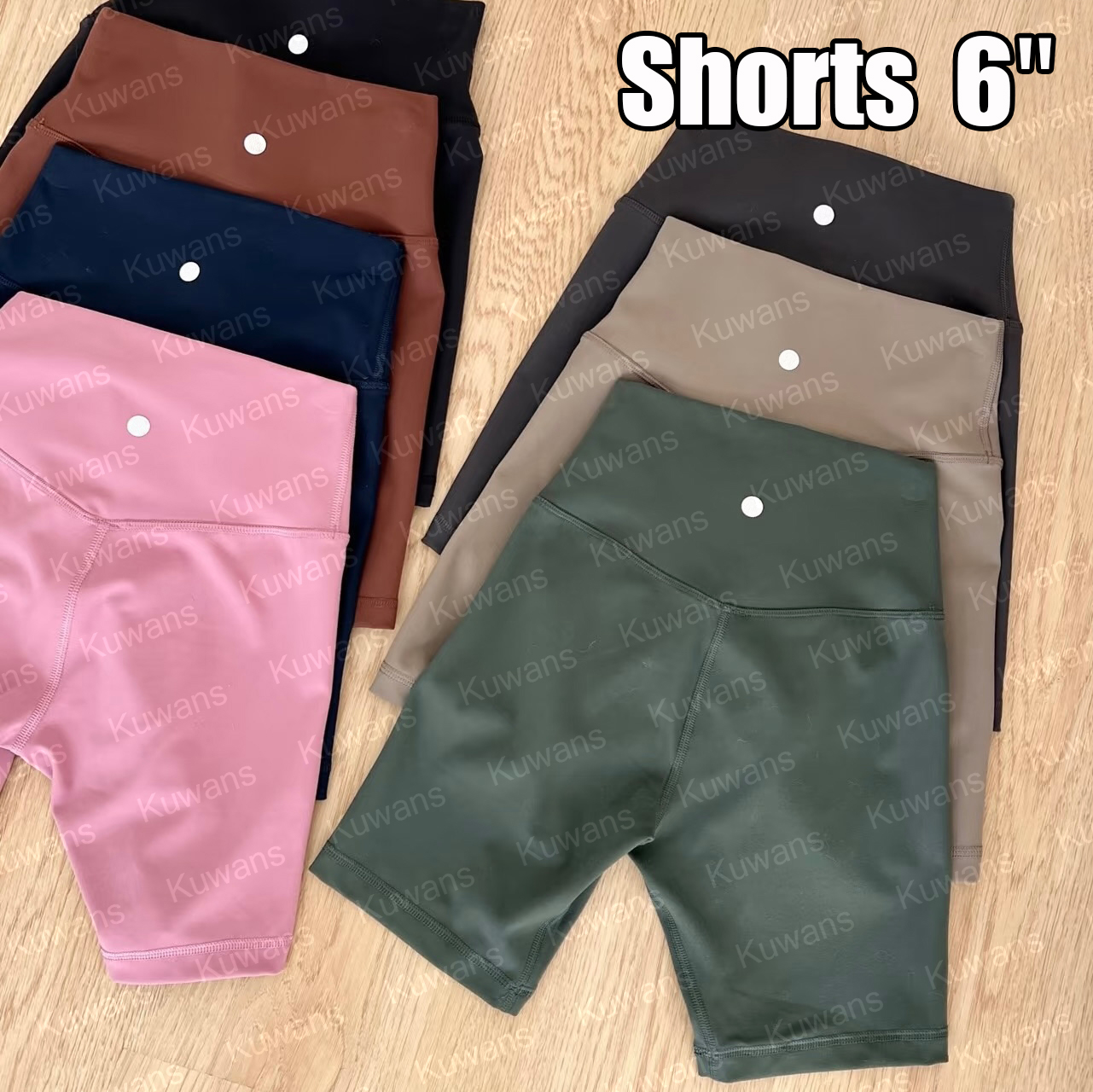 6 Inches Women Yoga Align High-Rise Shorts 6'' Waist Sports Pants Gym Straight Lycra Shaping Leggings Fitness Jogging Sleeves Short Elastic