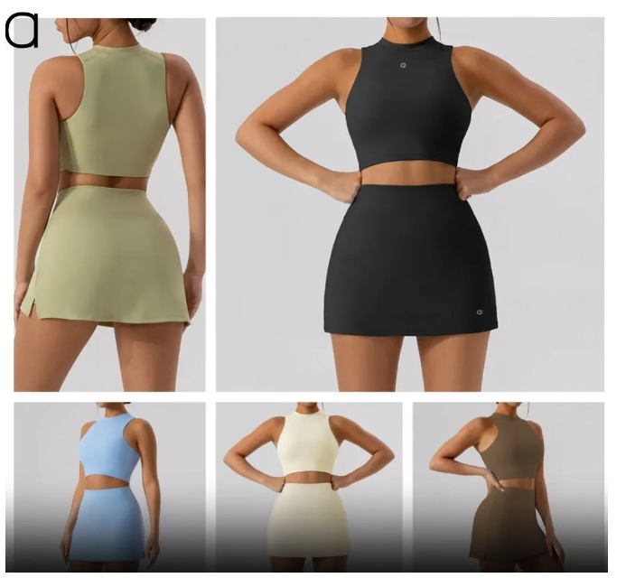 women Yoga Clothes Quick Dry Suit Women Sports Tank And Skirts Set Running Training Fitness Suit