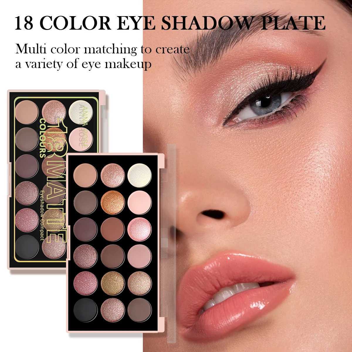 18-Color Eyeshadow Palette Pearlescent Matte Fine Shimmer Glitter Earth Tones Long-Lasting High-Performance W250520
