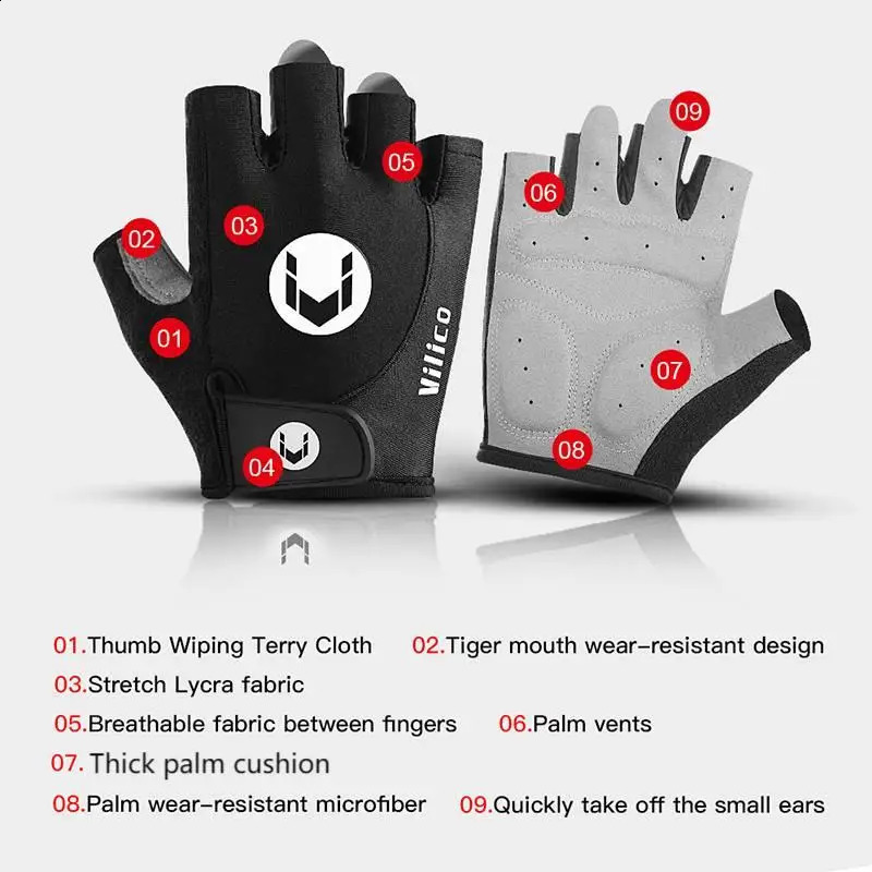 Bicycle Gloves Half Finger Spring and Summer Mens Mountain Bike Road Shock resistant Breathable Bik 250515