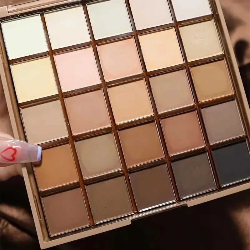 25 Shades Matte Finish Eyeshadow Palette Neutral Grey Brown Earth Tones Matte Shimmer Finishes For Versatile Makeup LooksXJ250520