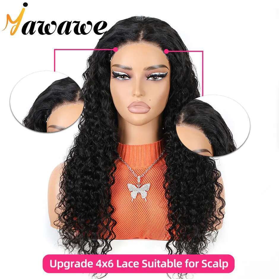 Yawawe Hair Glueless preplucked Deep wave ready to go HD lace frontal wig Wear Go human hair wigs for women