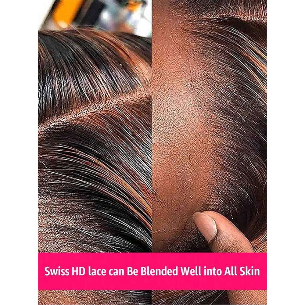 1B/30 Highlight Ombre 13x4 Deep Wave Colored Lace Front Wigs Human Pre Plucked with Baby Hair 180 Density
