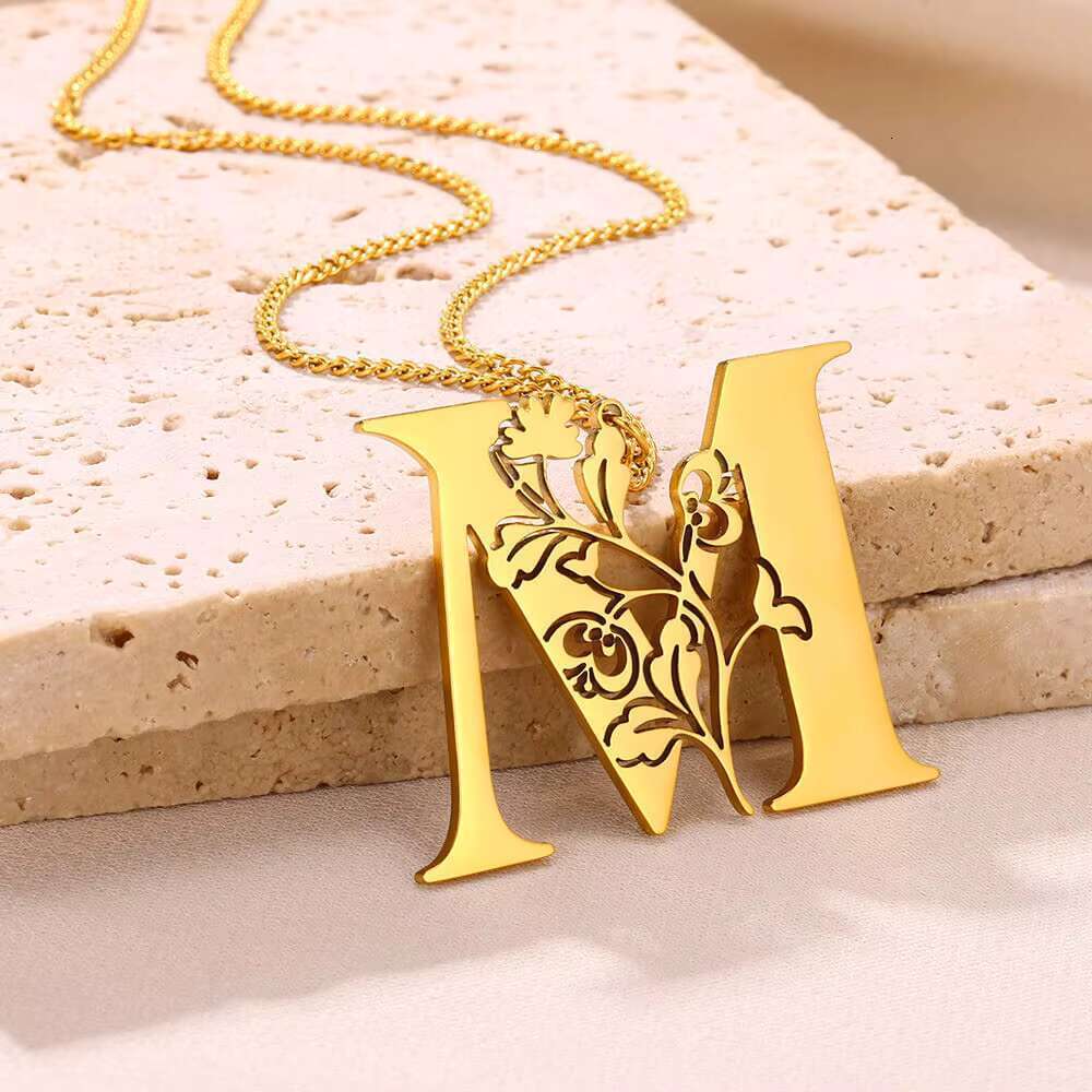 Classic style gold-plated stainless steel name necklace, men's/women's wedding party names and surnames