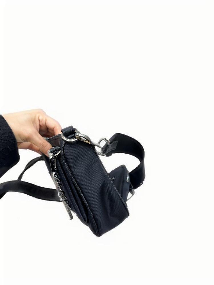 Nylon black 2-in-1 men's and women's casual chain practical single shoulder crossbody bag