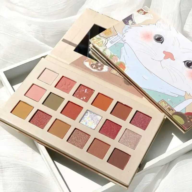 18 Color Cat Eyeshadow Palette ins pearlescent matte affordable eyeshadow palette for students is suitable for newbiesXJ250520