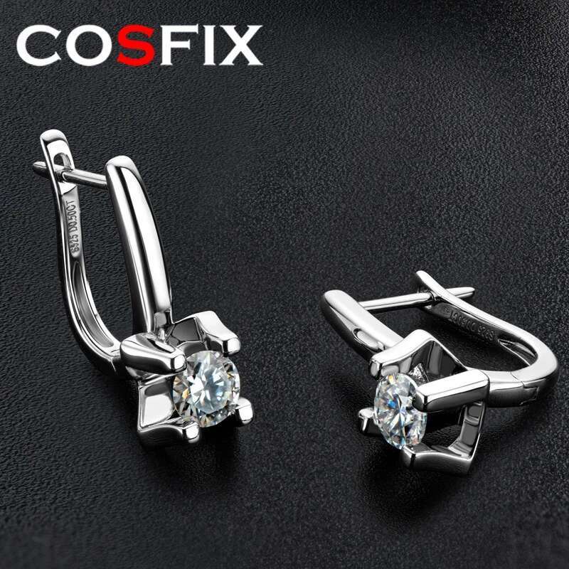 COSFIX Earrings 2022 Trend New Moissanite Dangle Huggie Earring 100% 925 Sterling Silver Hoops Woman Original Jewelry for Girls