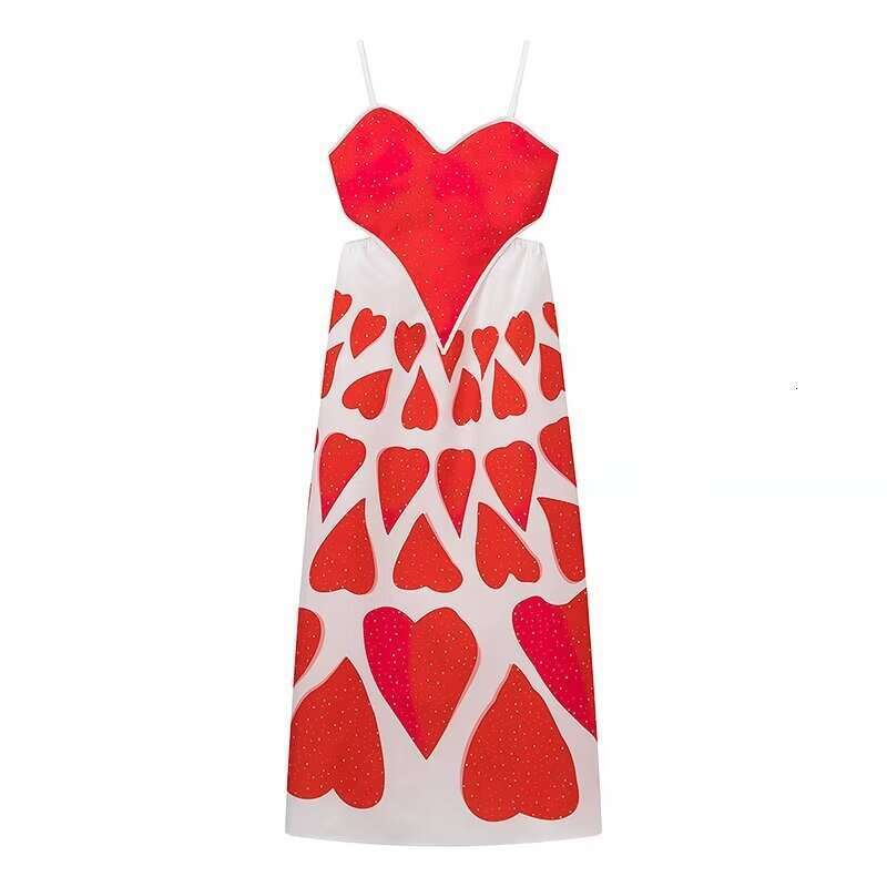 Women's Wear Spring New Product Women's Street Fashion Love Printed Strap Dress 1892
