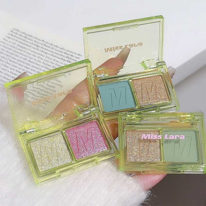 Two-tone eyeshadow tray Pearl matte Beginner Compact portable pure mint green eye makeupXJ250520