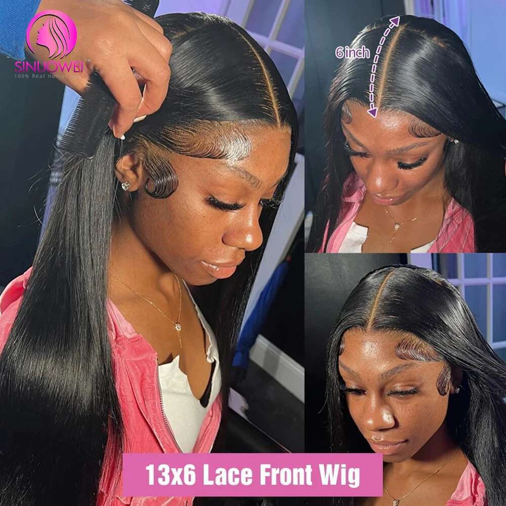 32 34 Inch Bone Straight 13x6 Frontal Wig Brazilian 13x4 Lace Front Human Hair Wigs For Women PrePlucked 180%