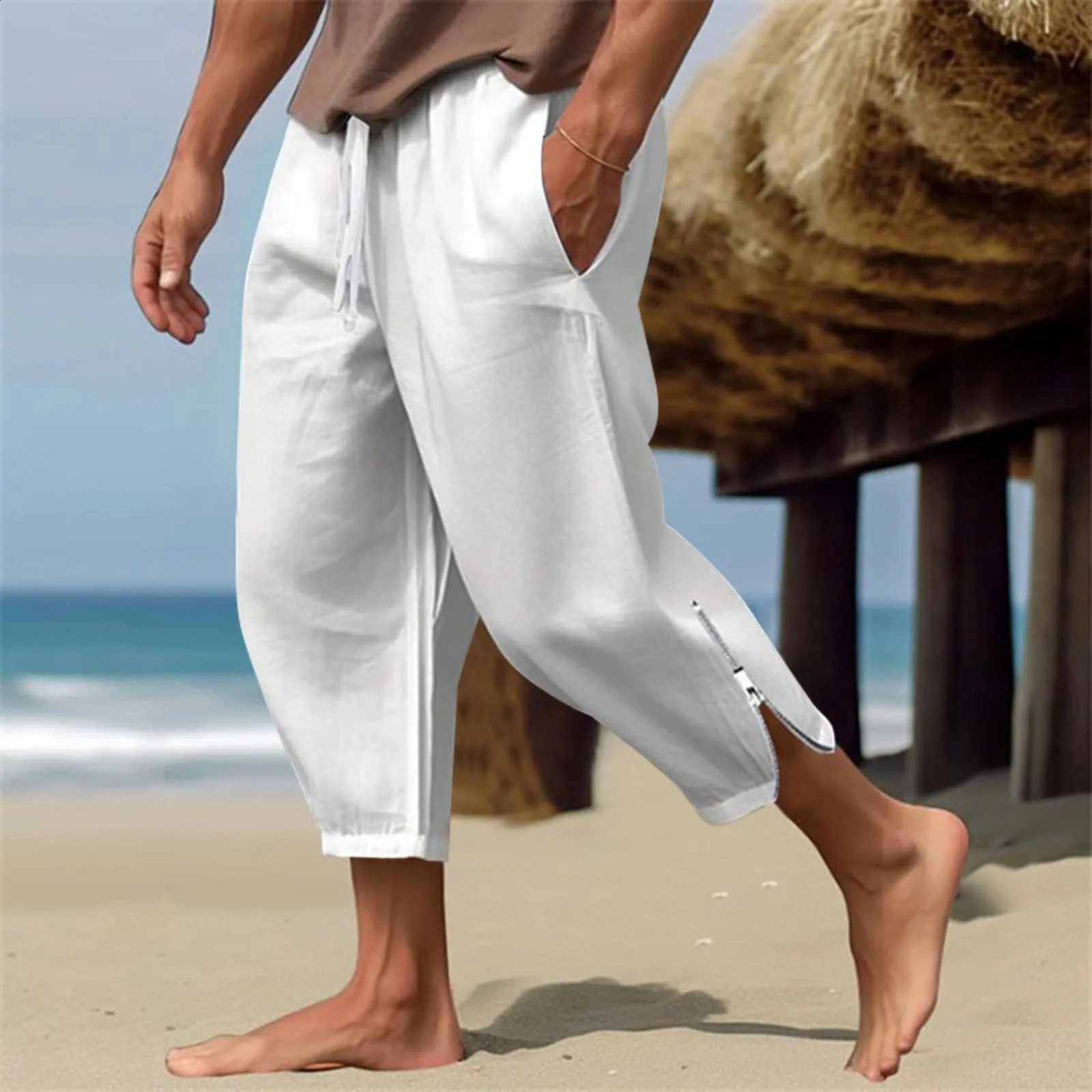 Solid Color Harem Pants Casual Lightweight Loose Beach Summer Pant Men Sweatpants Korean Fashion Sportswear 250517