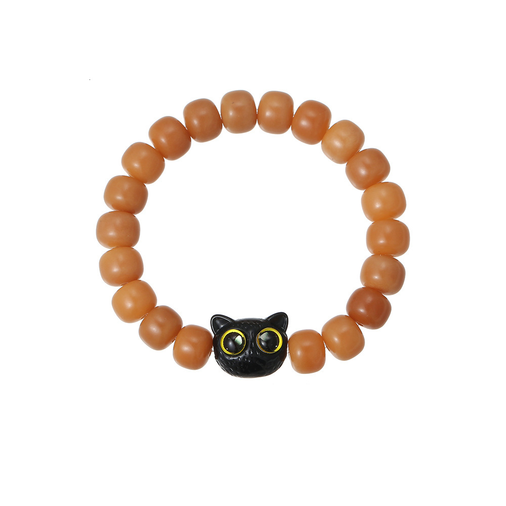 Sandalwood Hand Cartoon Fashion Bracelet Female Bodyguard Couple's Cat Head Jewelry Bead String Cultural Play