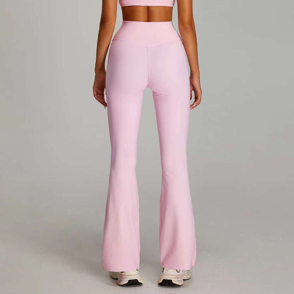 DHEssentials Cross High Waist Yoga Bottom Nude Tight Fit, Hip Lifting Fiess Pants, Women's Casual Sports Wide Leg Micro Bell Bo