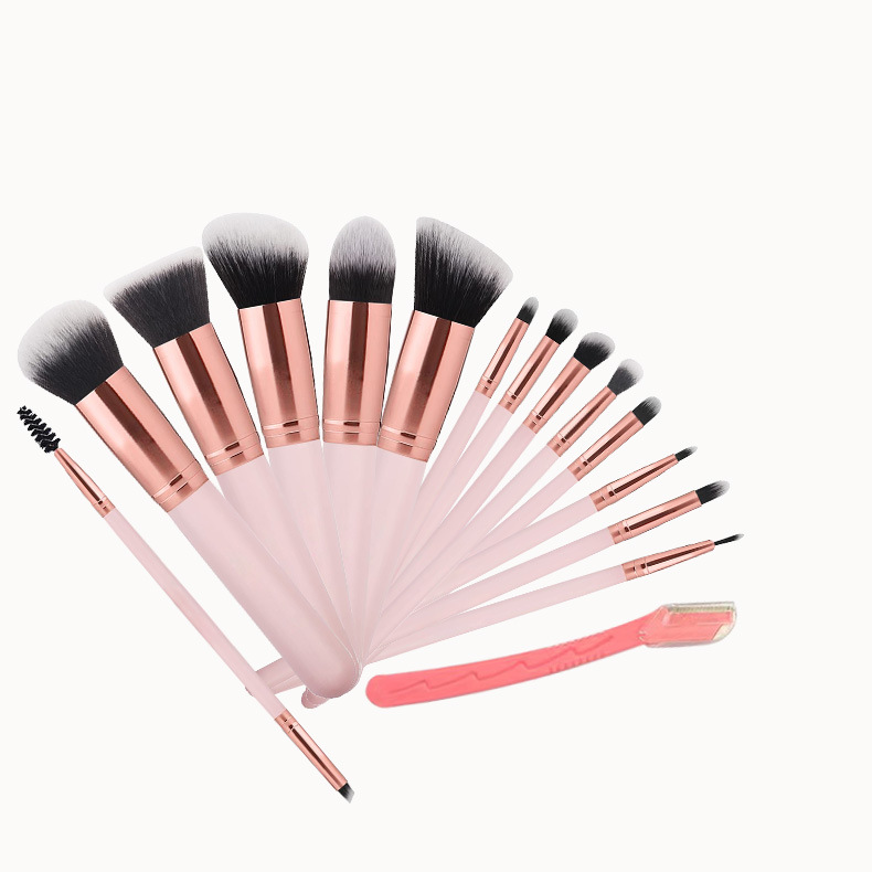 16 Pcs Makeup Brush Set with Eyebrow Razor Premium Synthetic Foundation Powder Concealers Eyeshadow Blush Makeup Brushes Soft Hair Make up Brushes Kit
