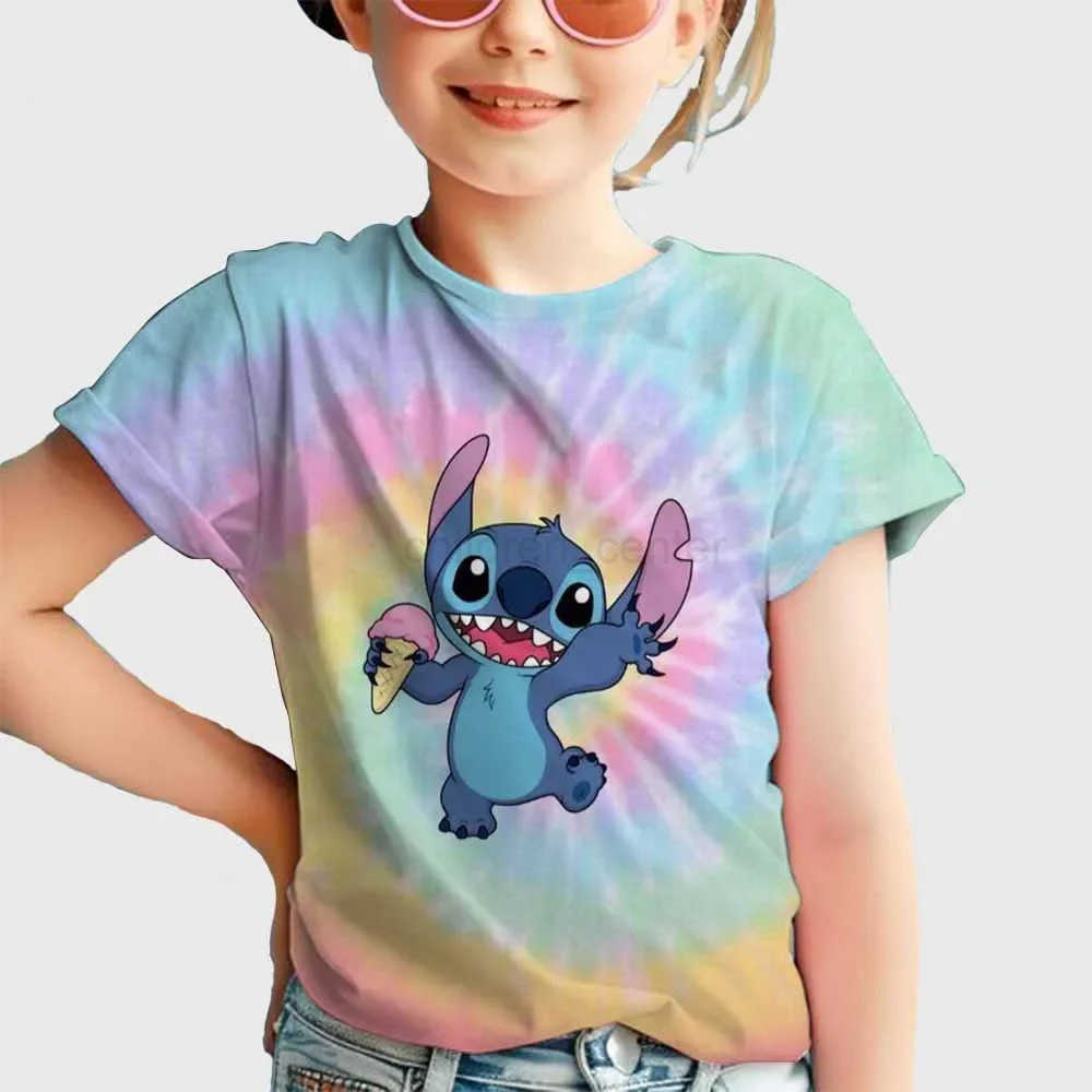 Disney 2025 Summer Disney Hot Sale Stitch 3D Print T Shirt Children Clothes Cartoons Kids T-shirts Casual Tops Tee 1-14 Years W250617