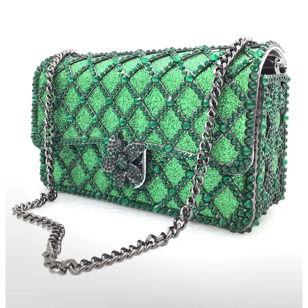 XIYUAN Women Orange/Blue/Sier/Green Jewels Long Chain Messenger Bags Party Dias Handbags Gems Shoulder Bag Wedding