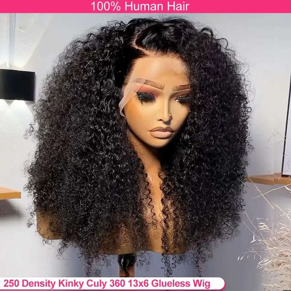 250 Density Deep Wave 13x6 13x4 HD Frontal 30 Inch 360 Full Lace Front Kinky Curly Glueless Human Hair Wig