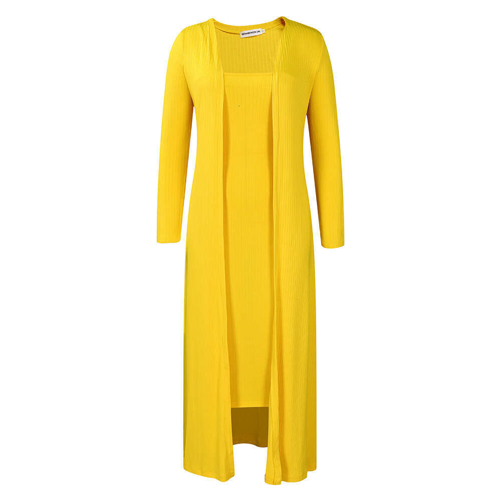 Women's Wear Women's Autumn/Winter New Casual Solid Color Sling Dress Long Two Piece Set