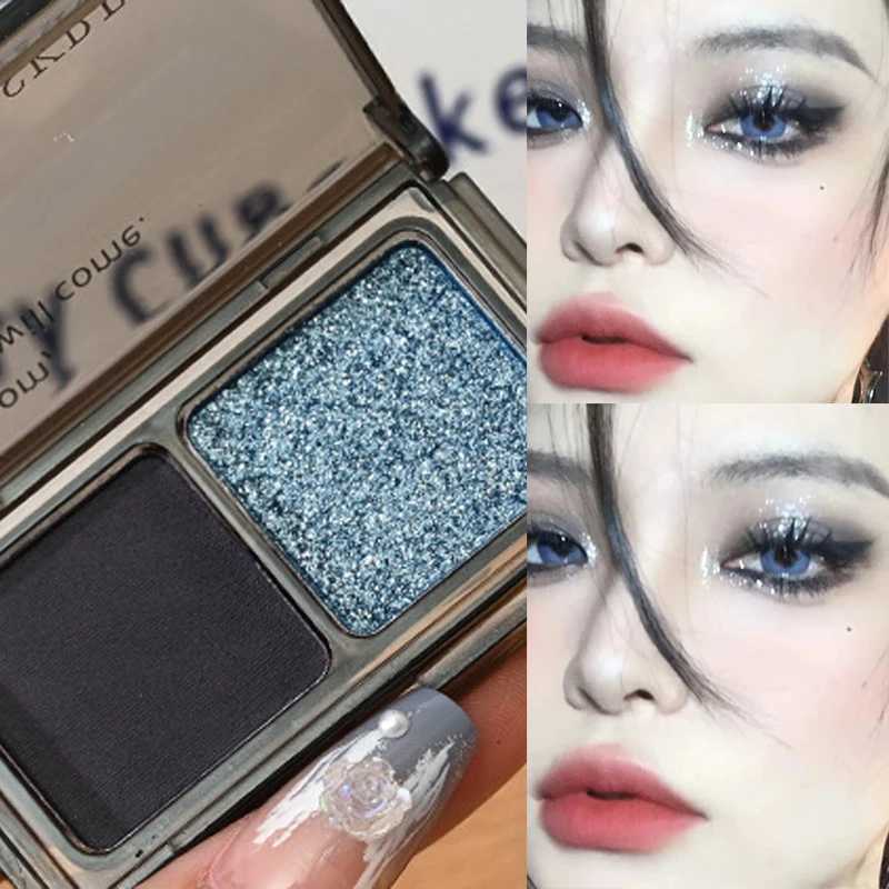 Punk Blue Black Eyeshadow Palette 2 Color Glitter Matte Dark Smoky Eyeshadow Shimmer Shinny Eye Pigment Cosmetic Makeup for EyesXJ250520