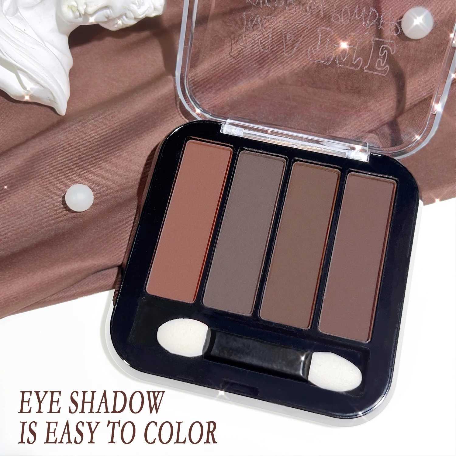 4-color matte eyeshadow palette brown nude pink tone low saturation daily commuter makeup eyeshadowXJ250520