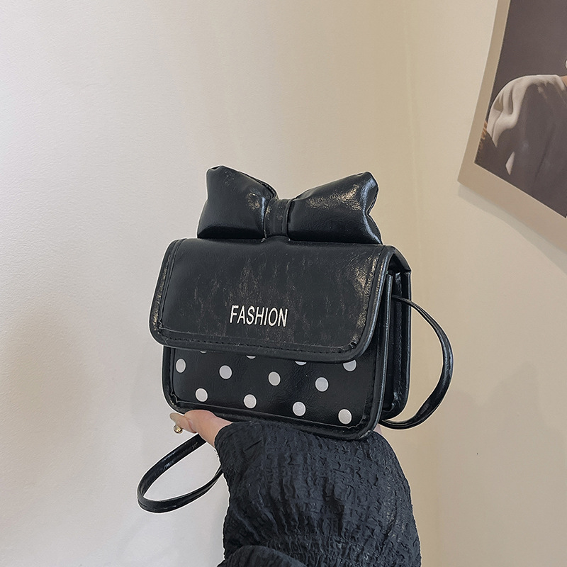 Free Delivery Designer Bag Korean Version Instagram Girl Mini 2025 New Cute Polka Dot Bow Small Square High End Sense Crossbody Luxury Bag