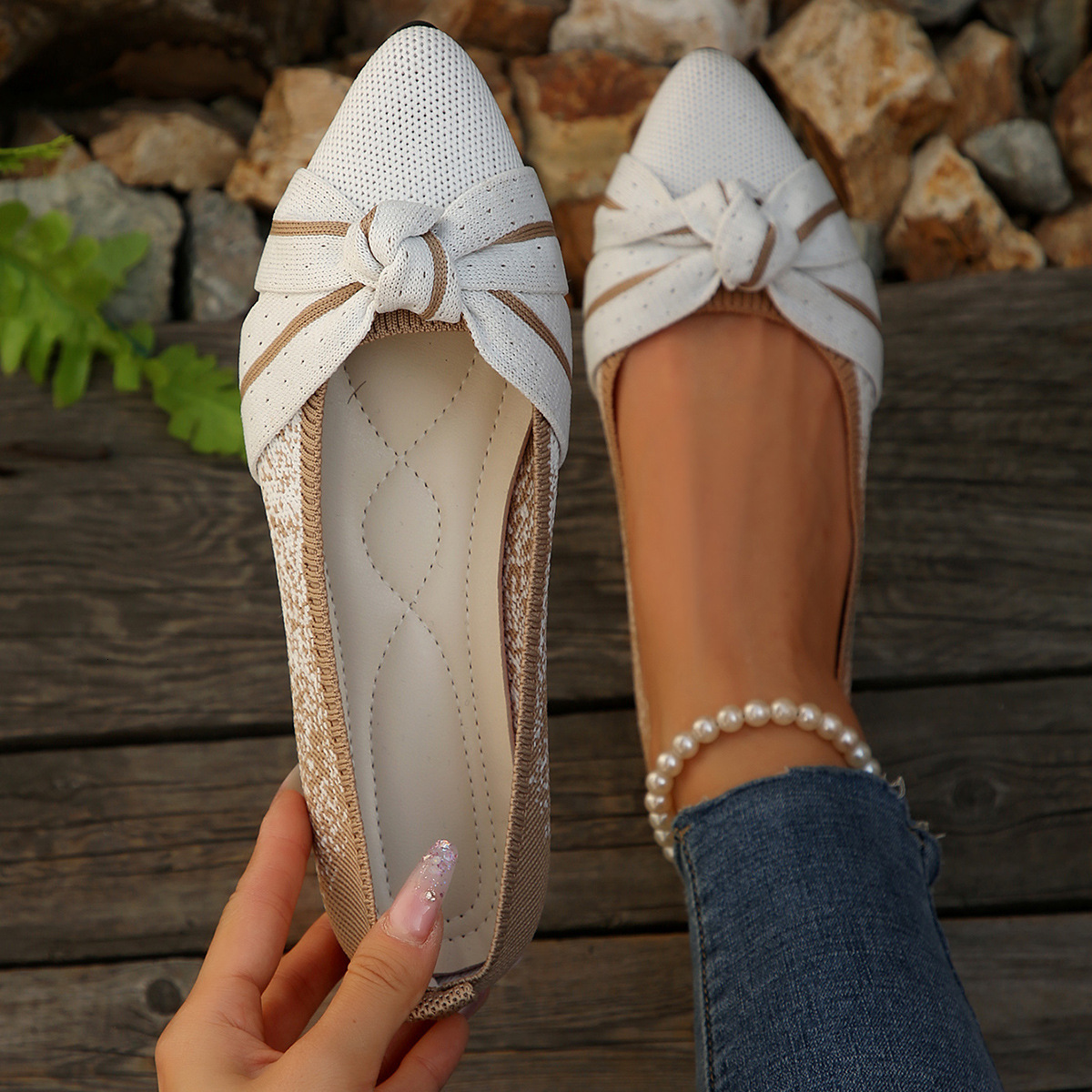 Large Size Lightweight Soft Soled Doudou Women Casual Shoes S Shoes For Spring Autumn New Color Blocked Butterfly Bow Comfortable And Non Slip Single 