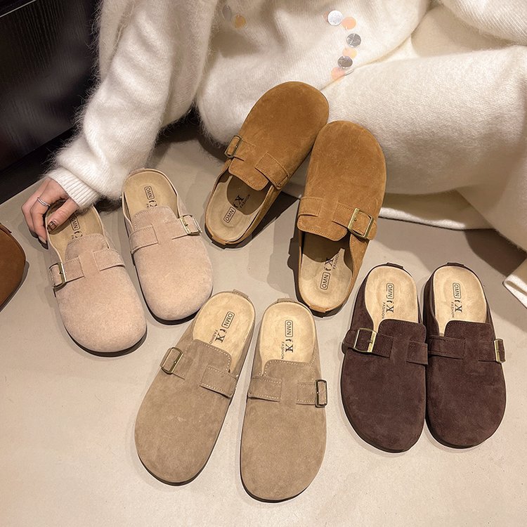 Free shipping Designer Women's Summer 2025 New thick-soled toe half-slipper for outerwear, fashionable and casual lazy anti-slip slipper