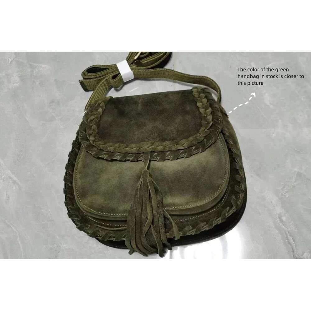 Women Suede Genuine Leather Braid Fringed Saddle Natural Nubuck Medium Size Ibiza Gypsy Hippie Boho Phone Side Sling Bag