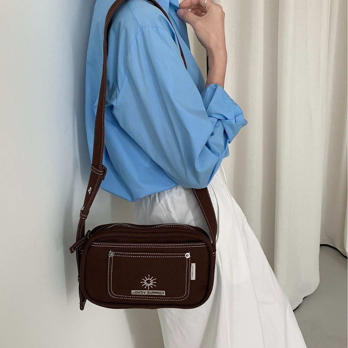 2025 denim square casual new waterproof nylon women's single shoulder crossbody bag