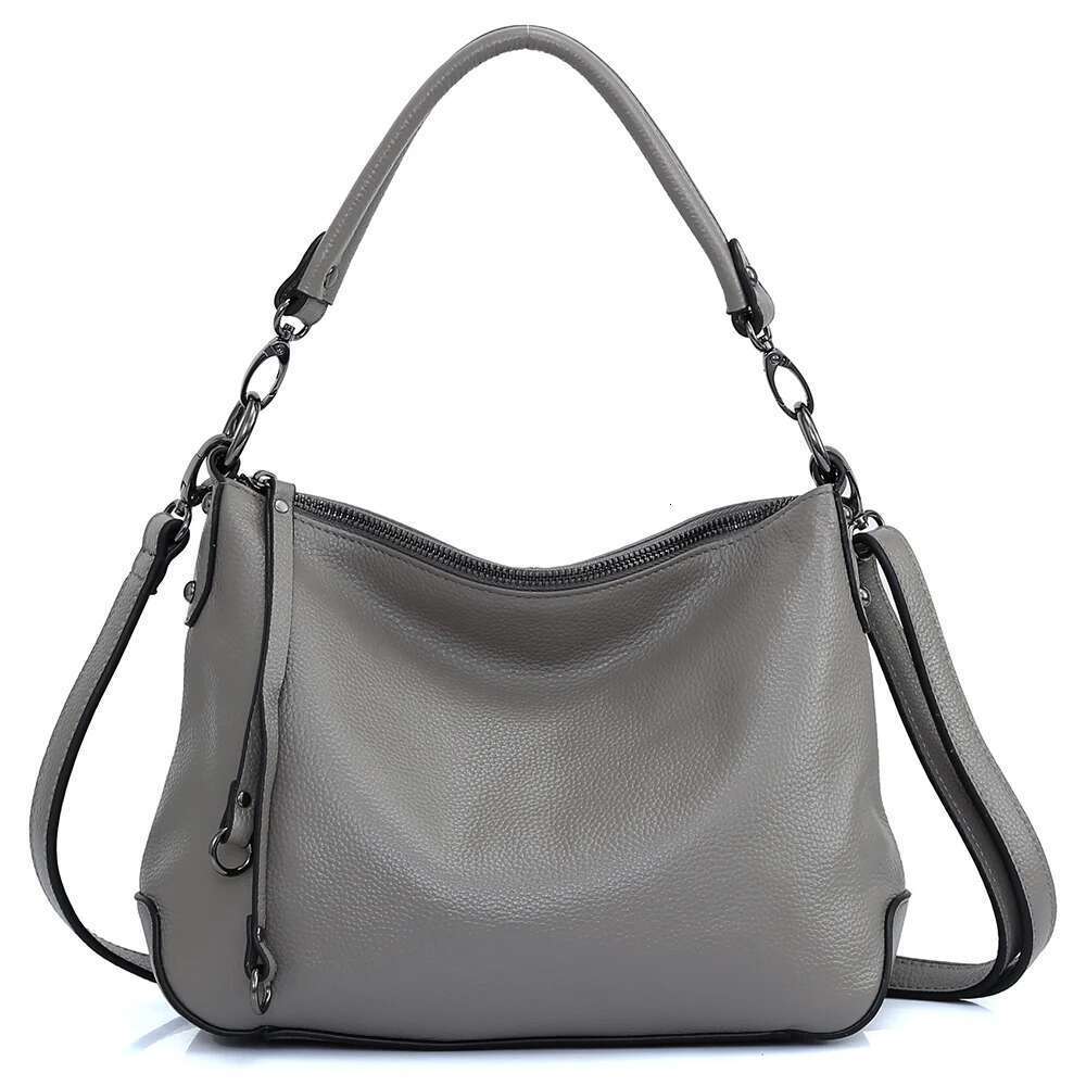 Women's Bags Designer Zency Genuine Leather For Women Simple Classic Handbag Hobo Vintage Grey Shoulder Tote Cowhide Crossbody Bag Mom's Gif