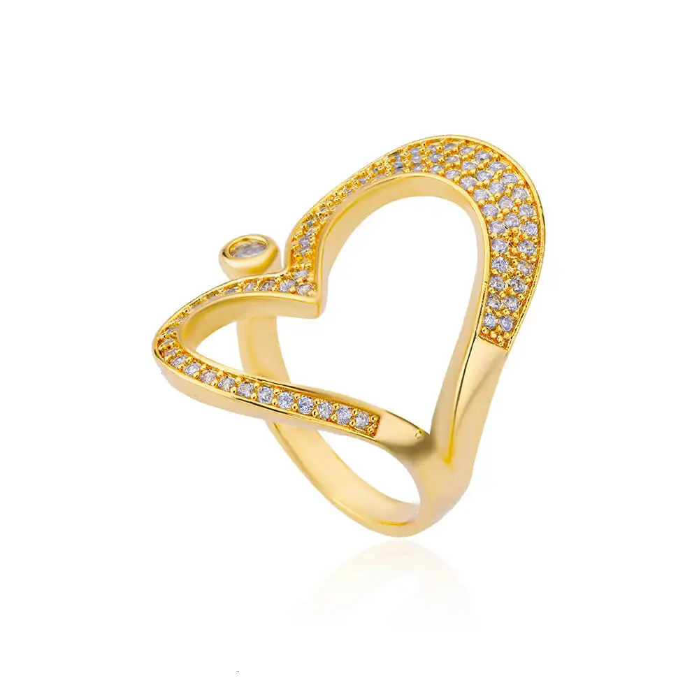 Horizontal Heart Rings for Women In Stainless Steel Ring Exaggerate Aesthetic Wedding Jewerly anillos mujer 250519