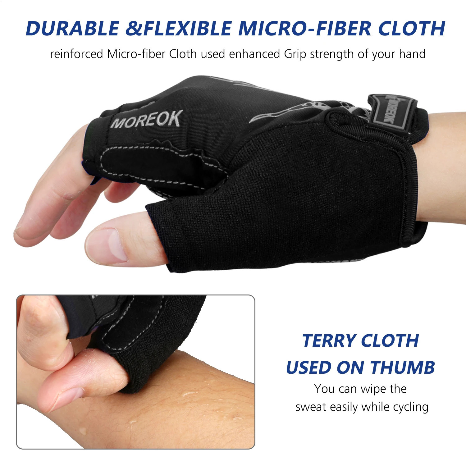 MOREOK Bike Gloves Half Finger 5MM Gel Pads Breathable Mountain Road Cycling gloves Shockabsorbing Bicycle for Men 250515