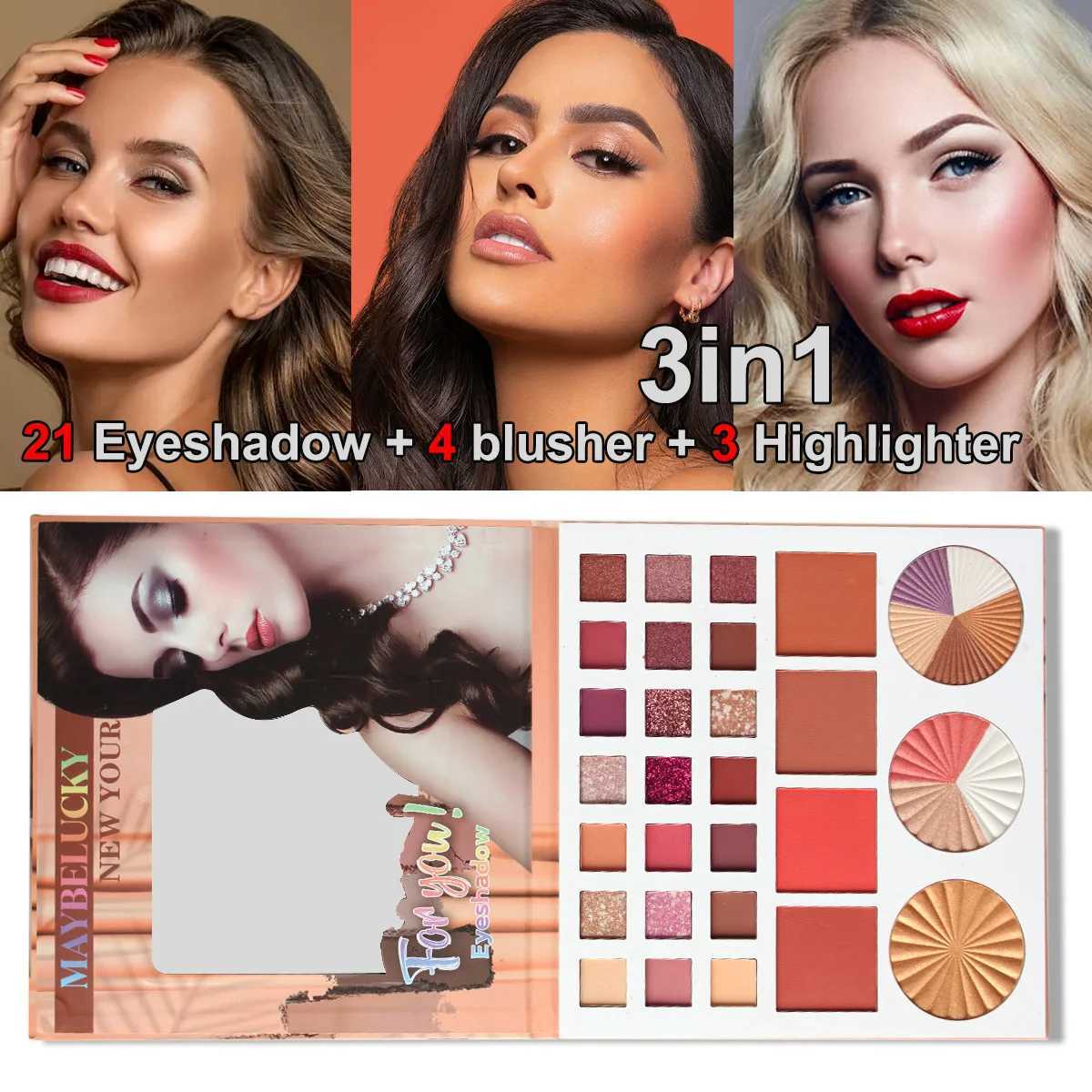 Makeup Palette Travel Set 21 Color Eyeshadow 4 Color Blush 3 Color Highlight Matte Shimmer Women Eye Shadow Waterproof CosmeticsXJ250520
