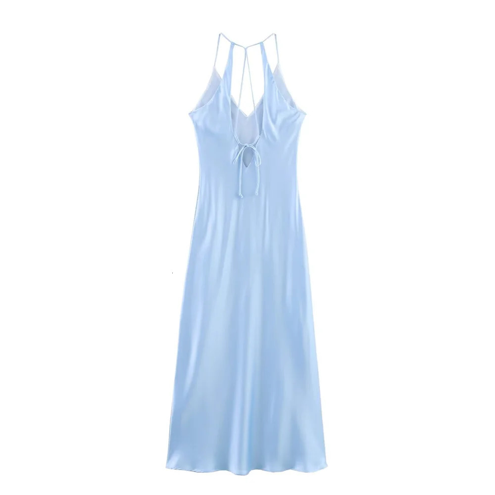 UNIZERA Womens Underwear Silk Texture Midi Hanging Neck Strap Dress SpringSummer Product Casual Wear 250520