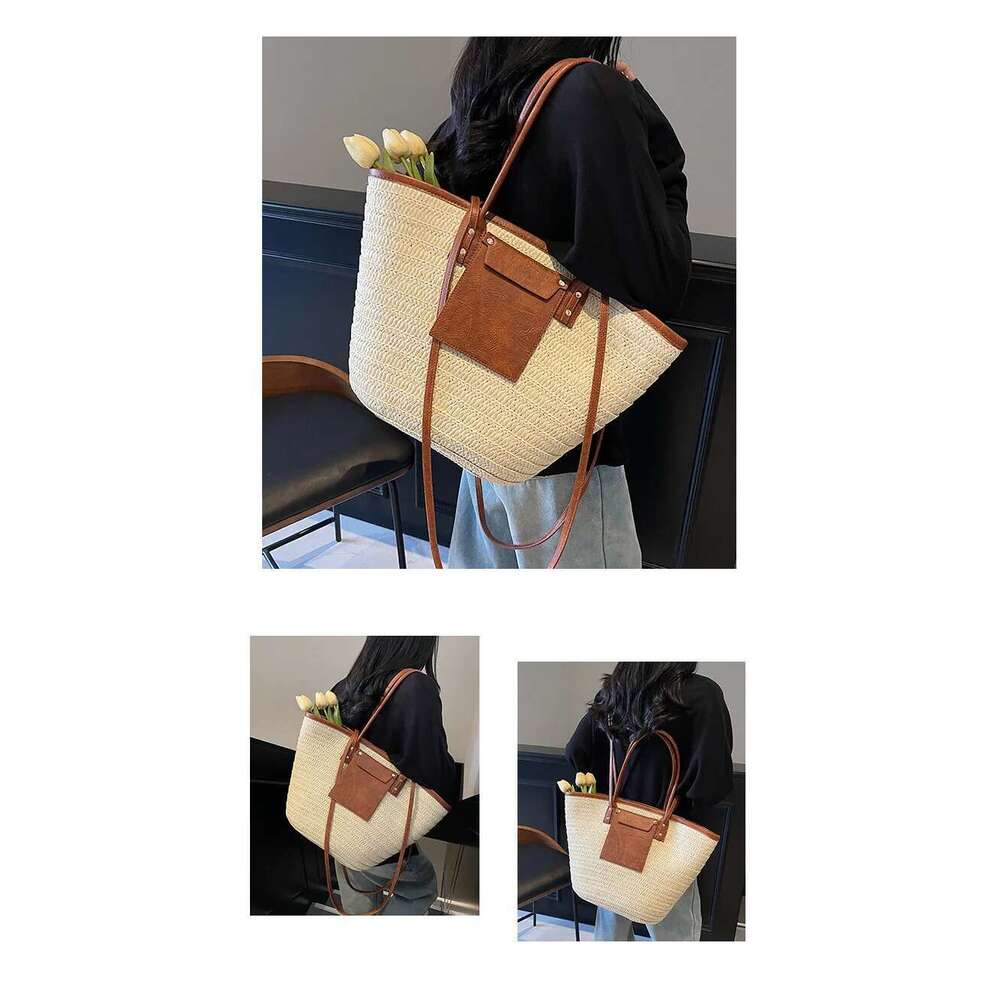 Fashion Straw Baskets Large Capacity Weave Women Shoulder Bags Casual Summer Beach Bag Big Bali Shopper Purses 2025