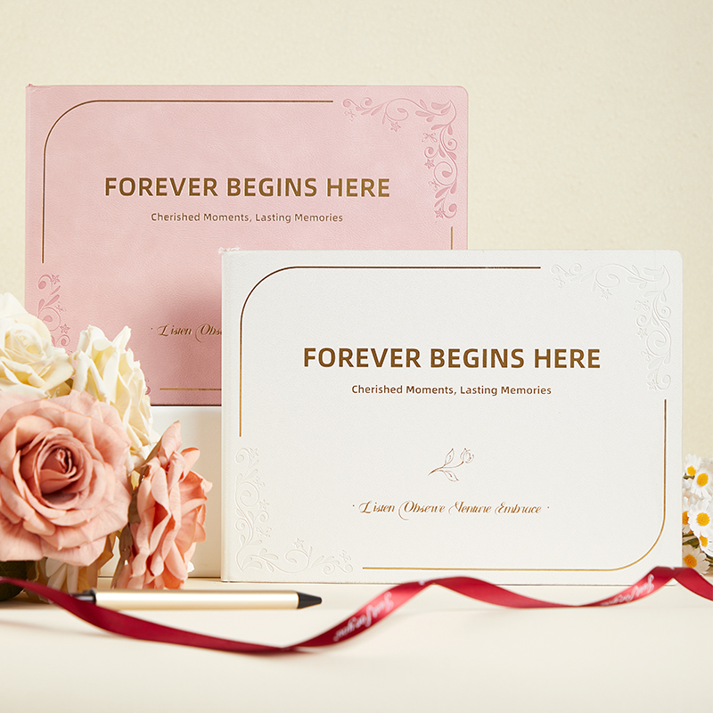 B5 Guest Books Party Planner Supplies Wedding Leather Cover Alternative Photo Album Wedding Guest Book