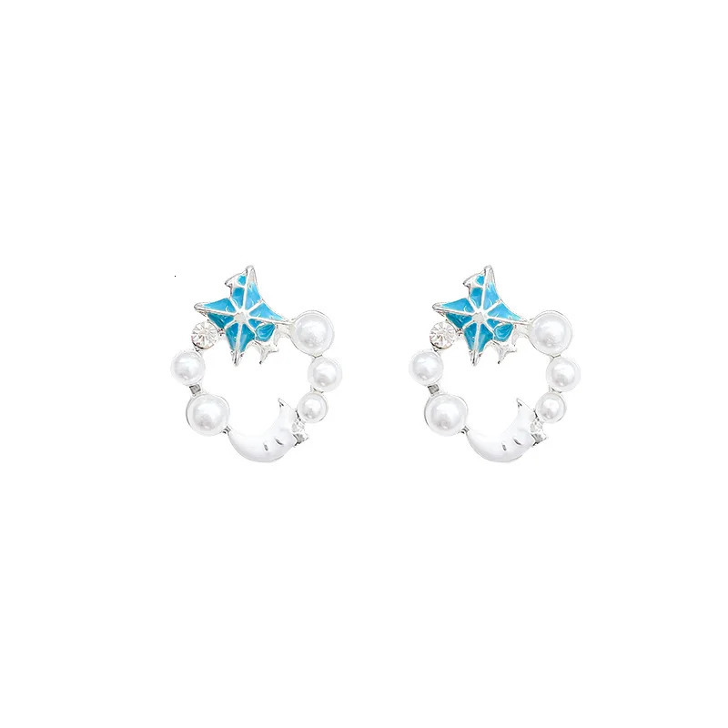 Temperament Dreamy Galaxy Moon Earstuds Season Niche Sweet Cool Wind Ear Accessories 250517
